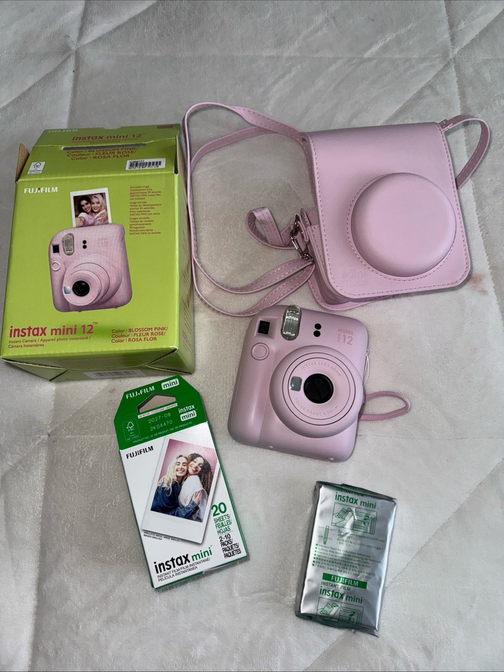 Fujifilm Instax Mini 12 Pink Camera + Case & Film Slightly